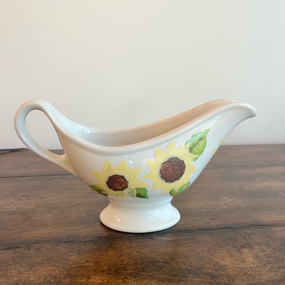 Sunflower Hand Painted and signed Gravy Boat